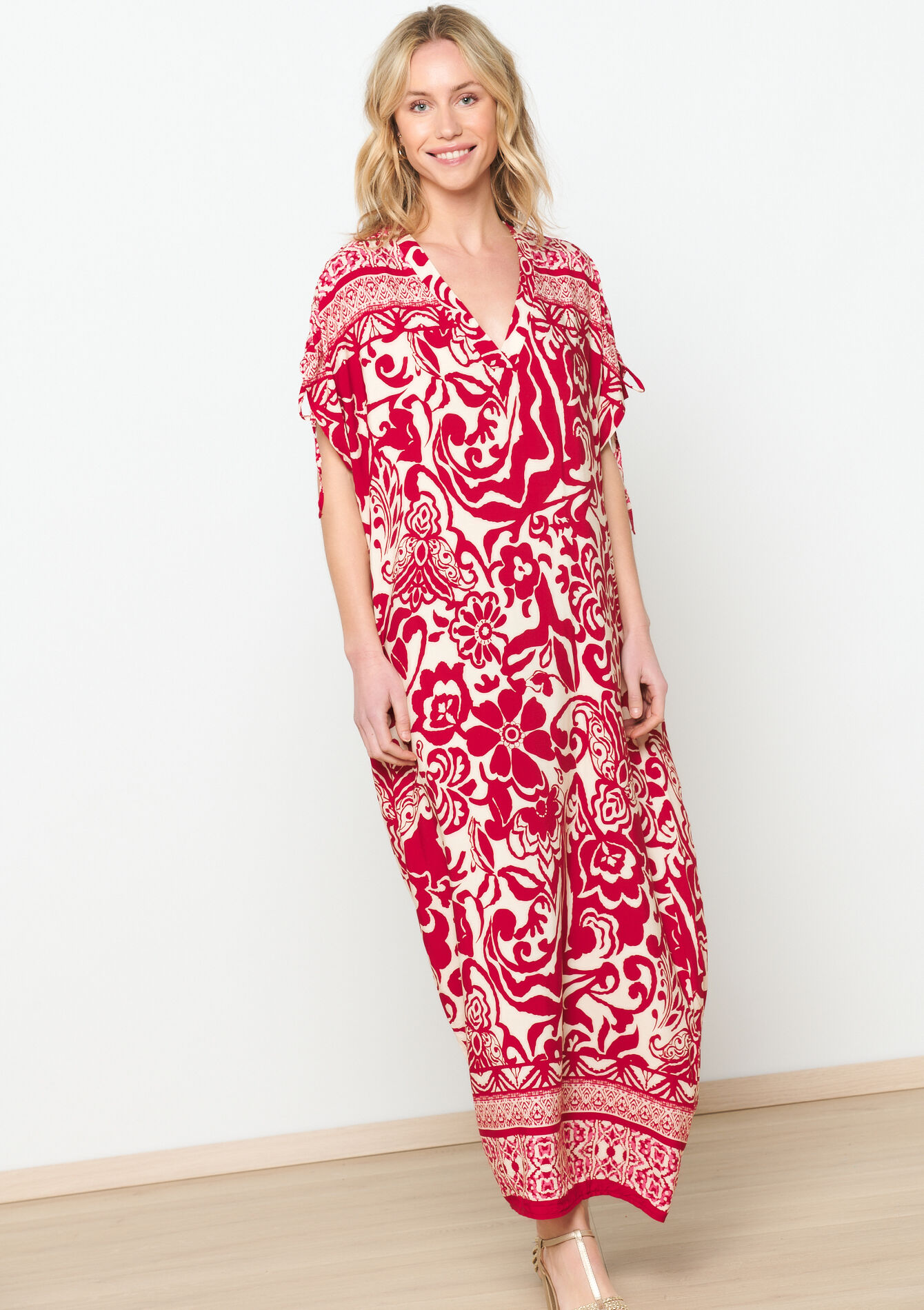 Kaftanjurk met bloemen, Kaftanjurk met bloemen - RED LIPSTICK - 08103575