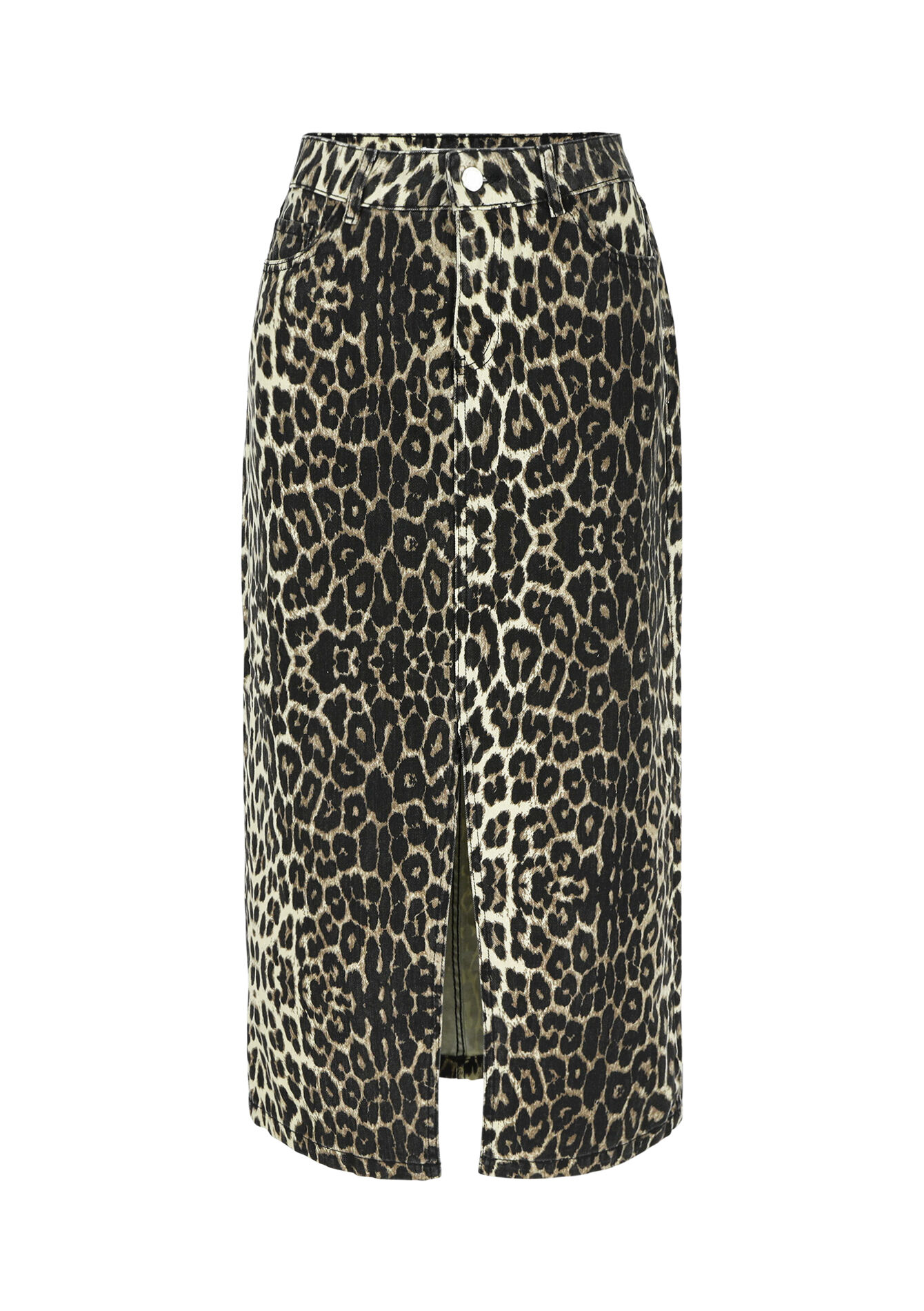 Leopard print denim skirt, Leopard print denim skirt - BLACK - 07101269_1119