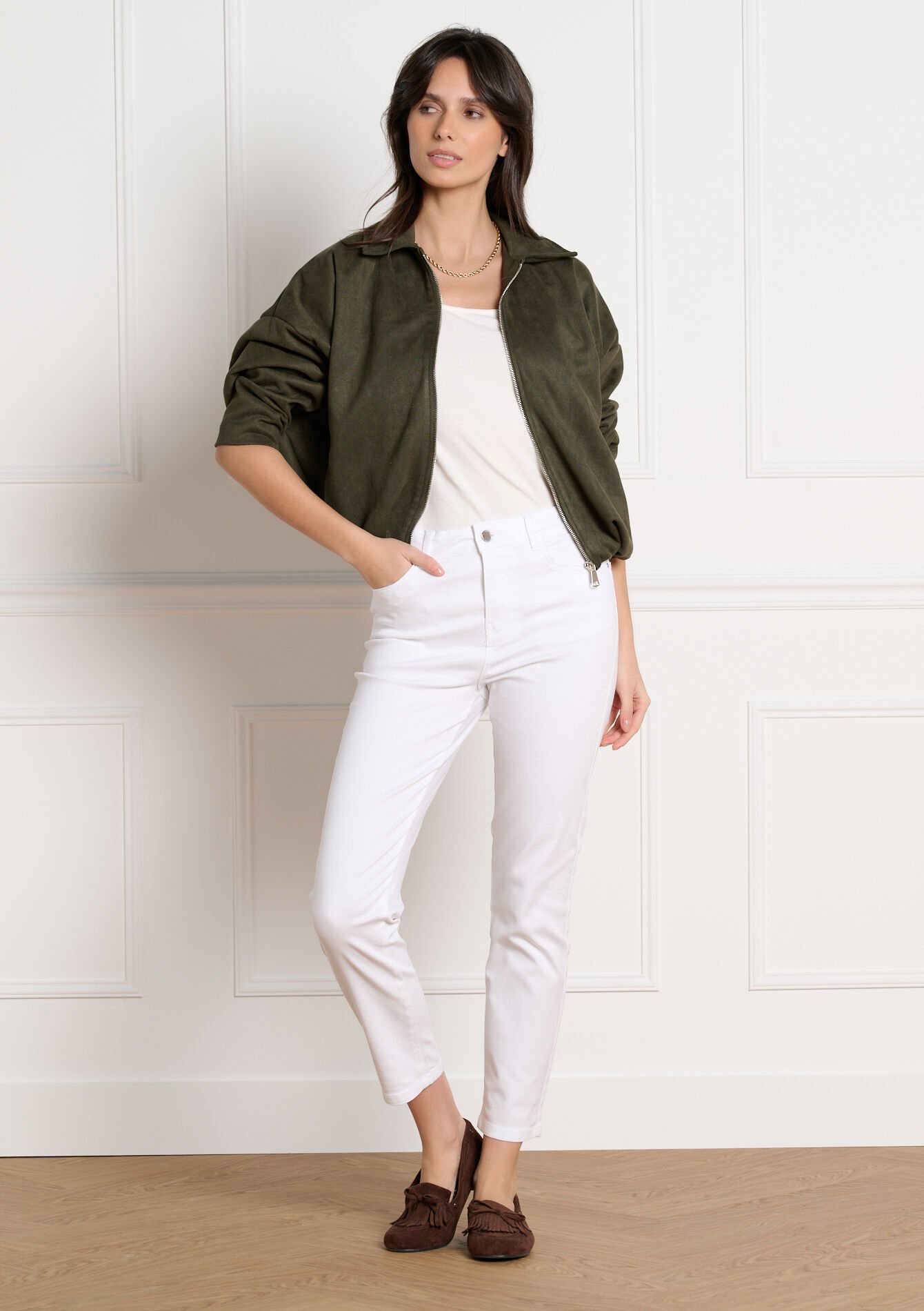 Slim enkellange broek, , back