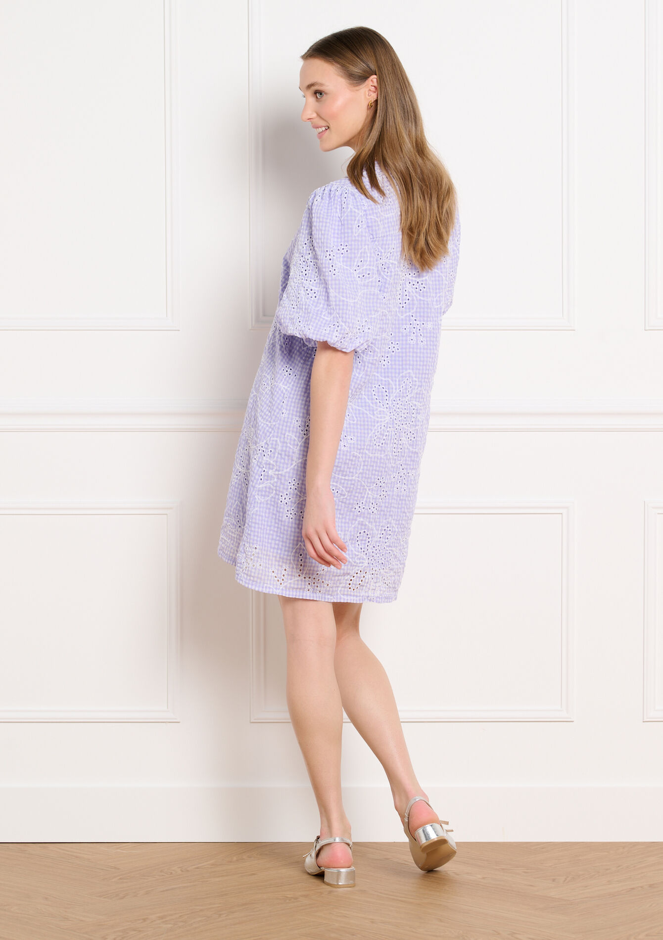 Mini jurk met ballonmouwen - PASTEL LILAC - 08104498_1493