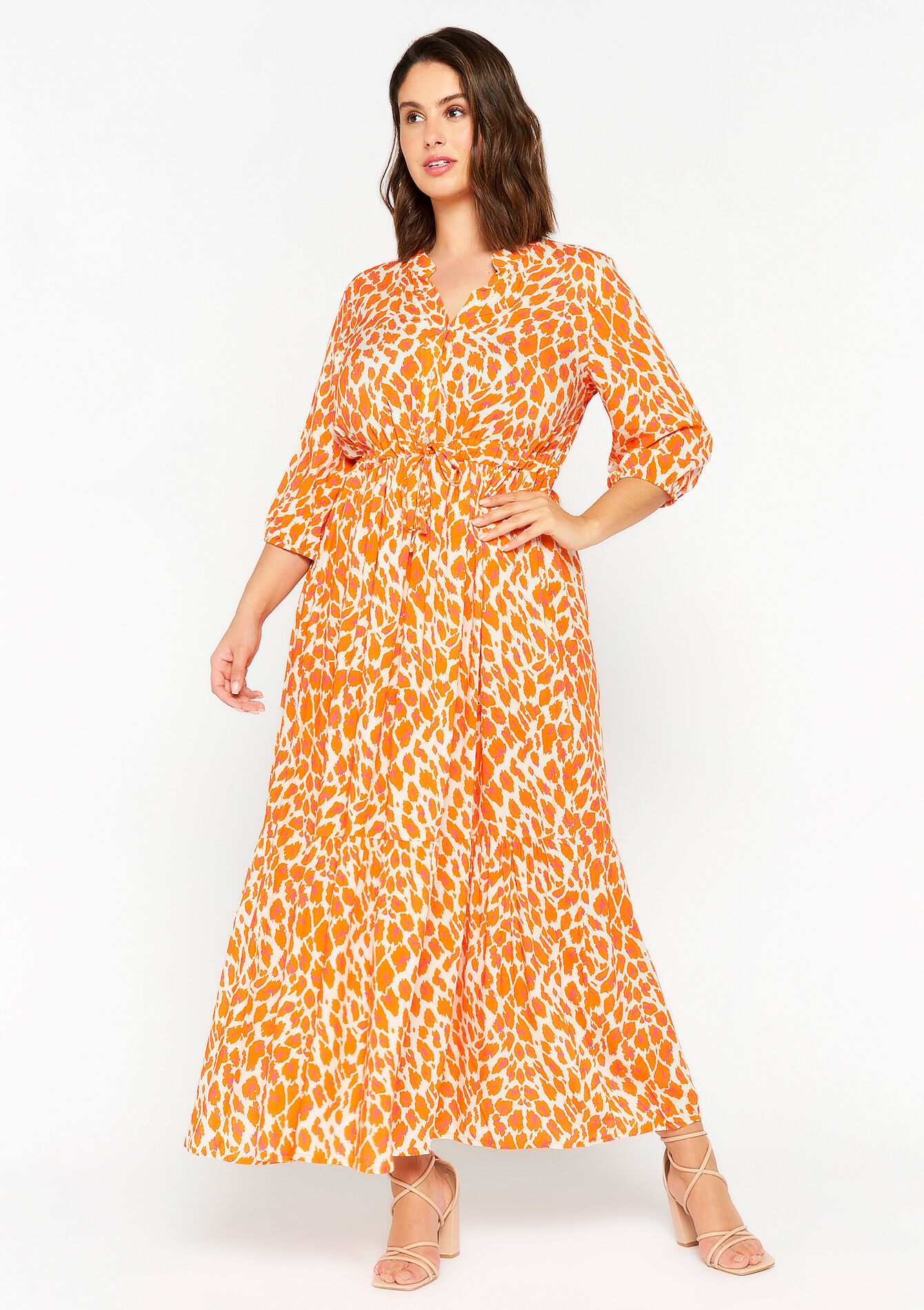 Maxi-jurk met luipaardprint, Maxi-jurk met luipaardprint - ORANGE BRIGHT - 08601902_1255