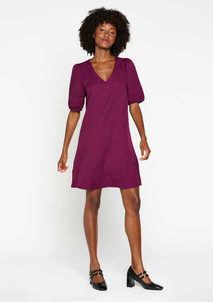 A-line dress with puff sleeves - PURPLE - 08103362_5902