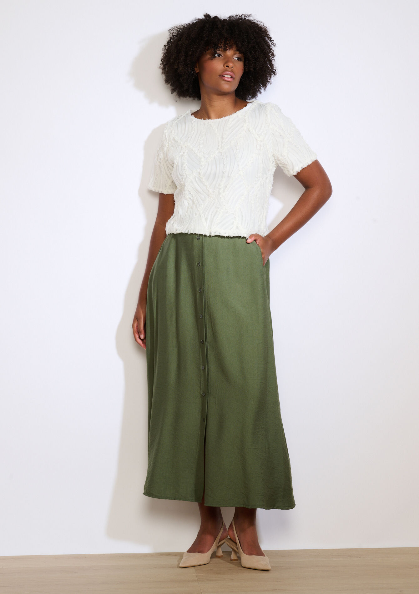 Textuur top met korte mouwen - OFFWHITE - 02301898