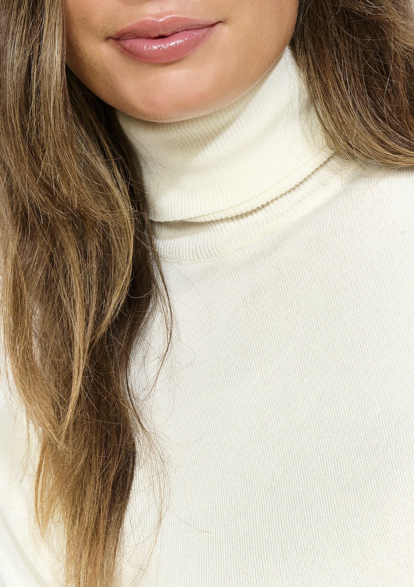 Lightweight roll-neck top, Lightweight roll-neck top - ECRU PEACH - 04101276_2564