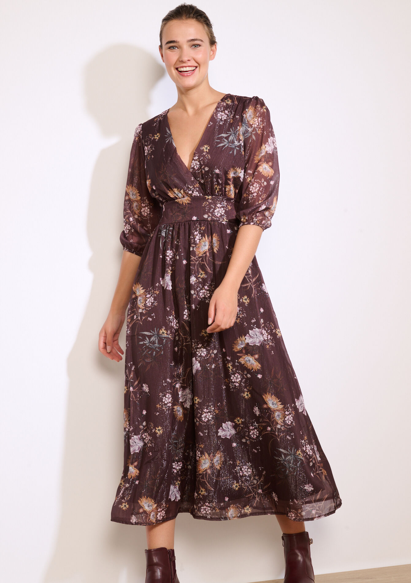 Gebloemde midi-jurk, , detail_2