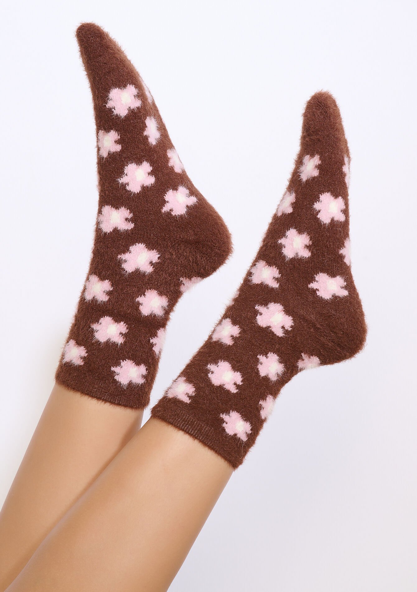 Warme sokken met bloemenprint, Warme sokken met bloemenprint - CARAMEL - 17101478_1953