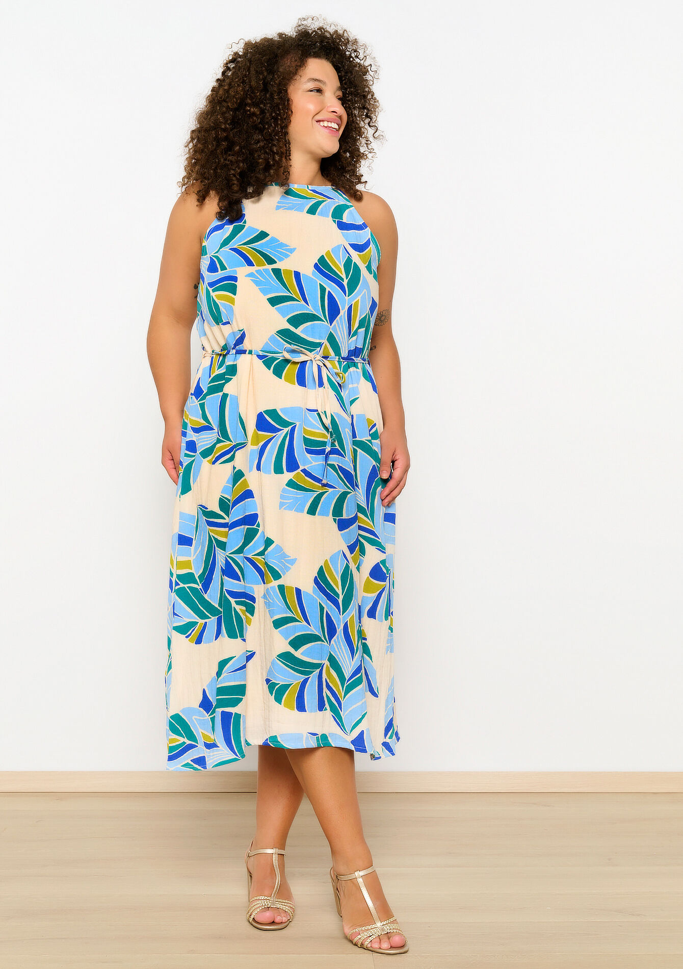 Halter dress with print, Halter dress with print - BLUE FAIENCE - 08103556_1584
