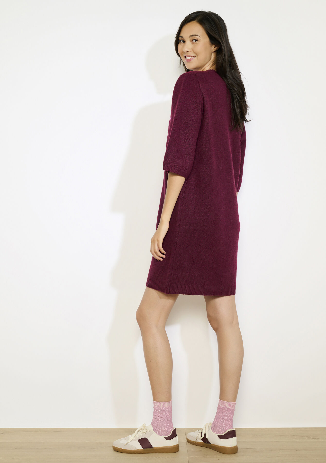 Robe pull fleurie brodée, Robe pull fleurie brodée - BORDEAUX WINE - 08104284_5514