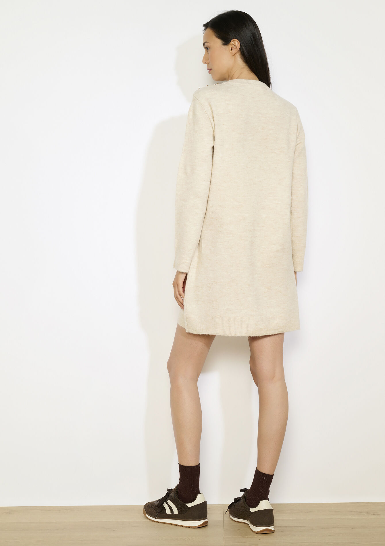 Robe pull à boutons coeur, Robe pull à boutons coeur - LT BEIGE - 08104033_2527