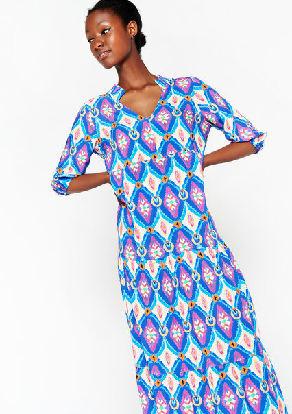 Maxi-jurk met etnische print - BLUE FAIENCE - 08601674_1584