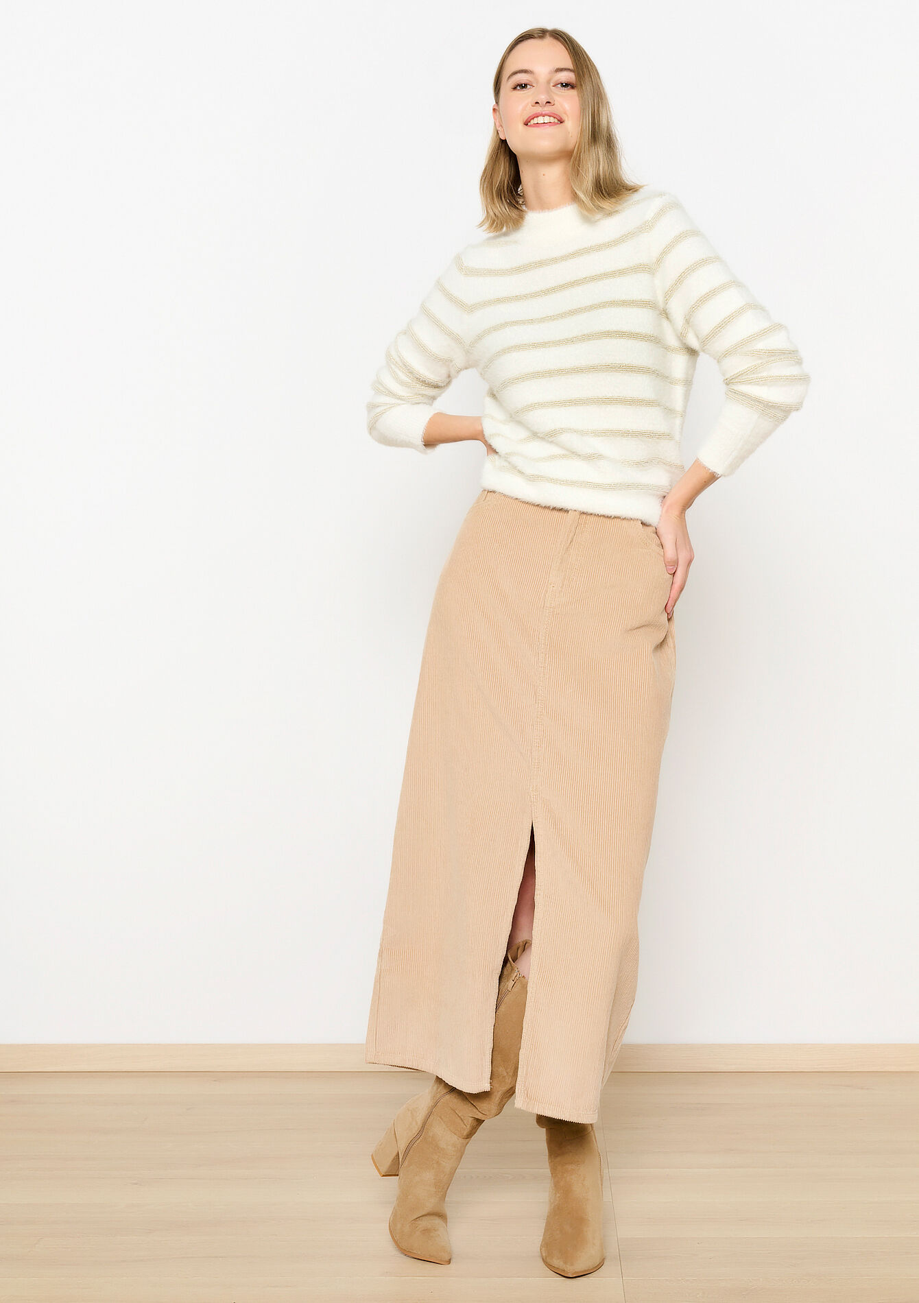 Striped eyelash sweater, Striped eyelash sweater - VANILLA WHITE - 04006532_1013