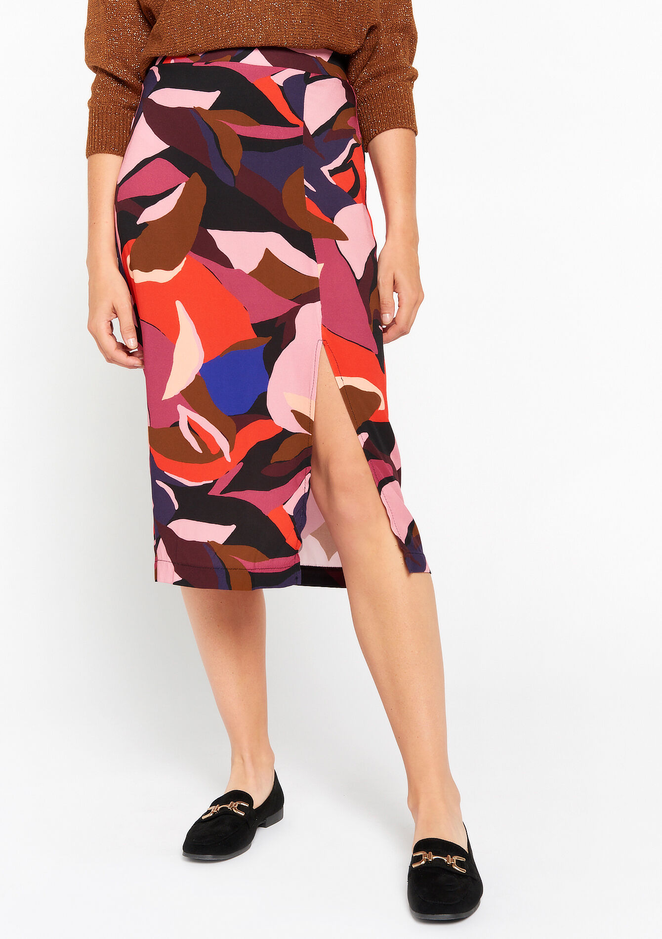 Midi skirt with graphic print - VIOLINE - 07101160_2576