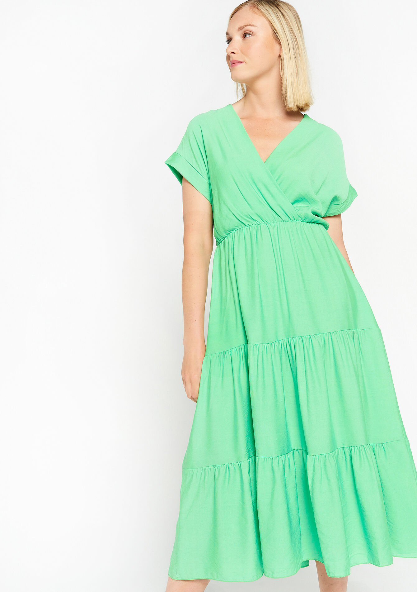 Maxi-jurk met ruches, Maxi-jurk met ruches - LIGHT GREEN PASTEL - 08602082_1822