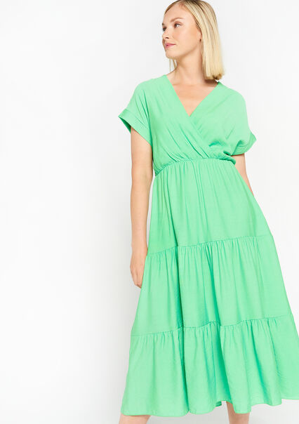 Maxi dress with ruffles - LIGHT GREEN PASTEL - 08602082_1822