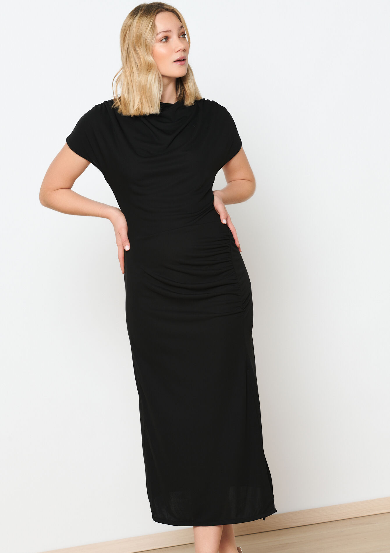 Draped bodycon dress, Draped bodycon dress - BLACK - 08602310_1119