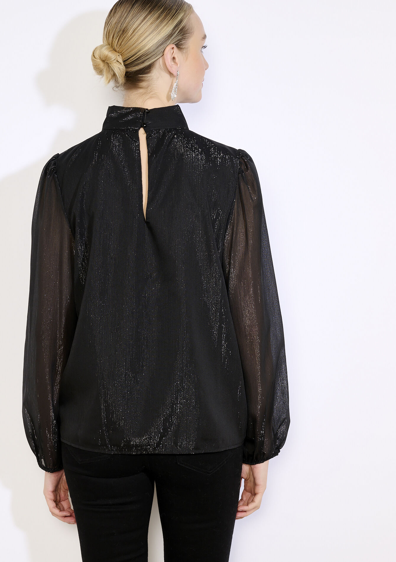 Blouse fluide à col montant, Blouse fluide à col montant - BLACK - 05703005_1119