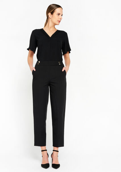 Trousers with cigarette cut - BLACK - 06600737_1119