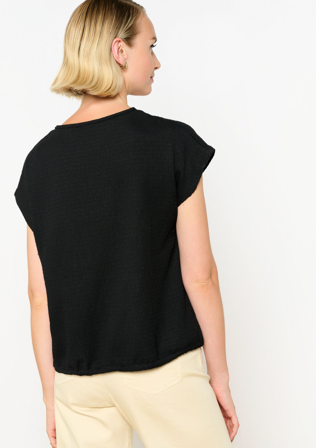 T-shirt en crêpe - BLACK - 02301651_1119