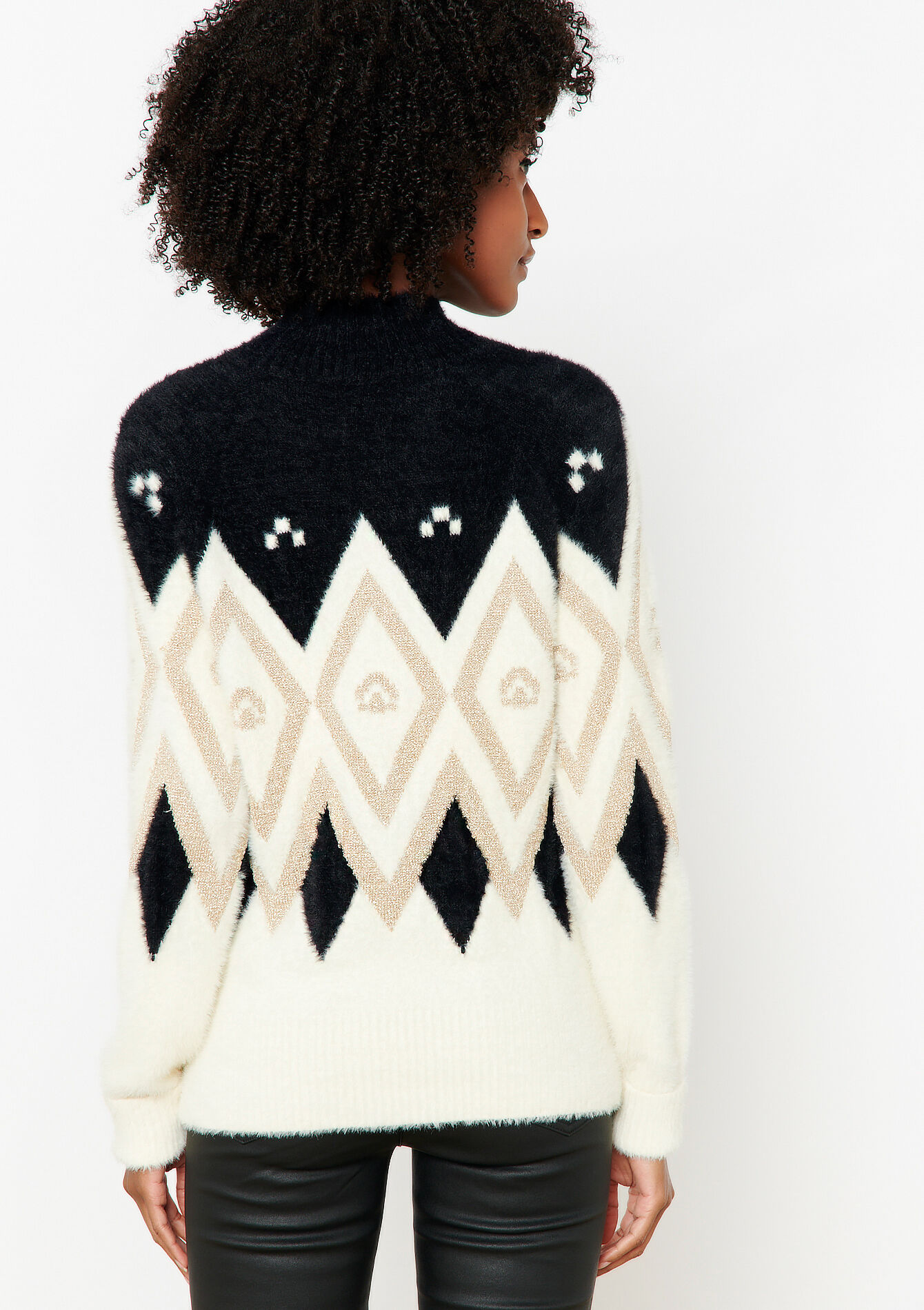 Jacquard pullover with print - BLACK - 04006197_1119