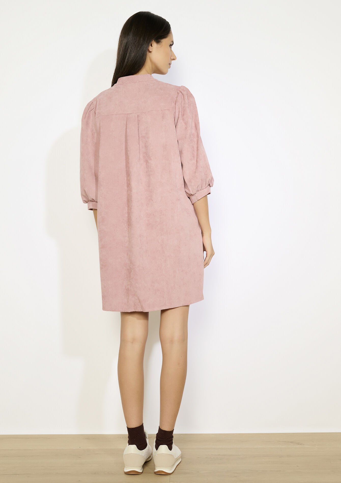 Korte jurk in ribfluweel, Korte jurk in ribfluweel - COSMETIC PINK - 08104308_5733