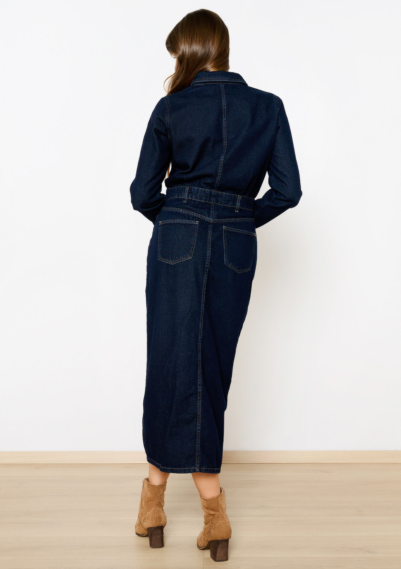 Robe mi-longue en denim, Robe mi-longue en denim - DARK BLUE - 08103719_0501