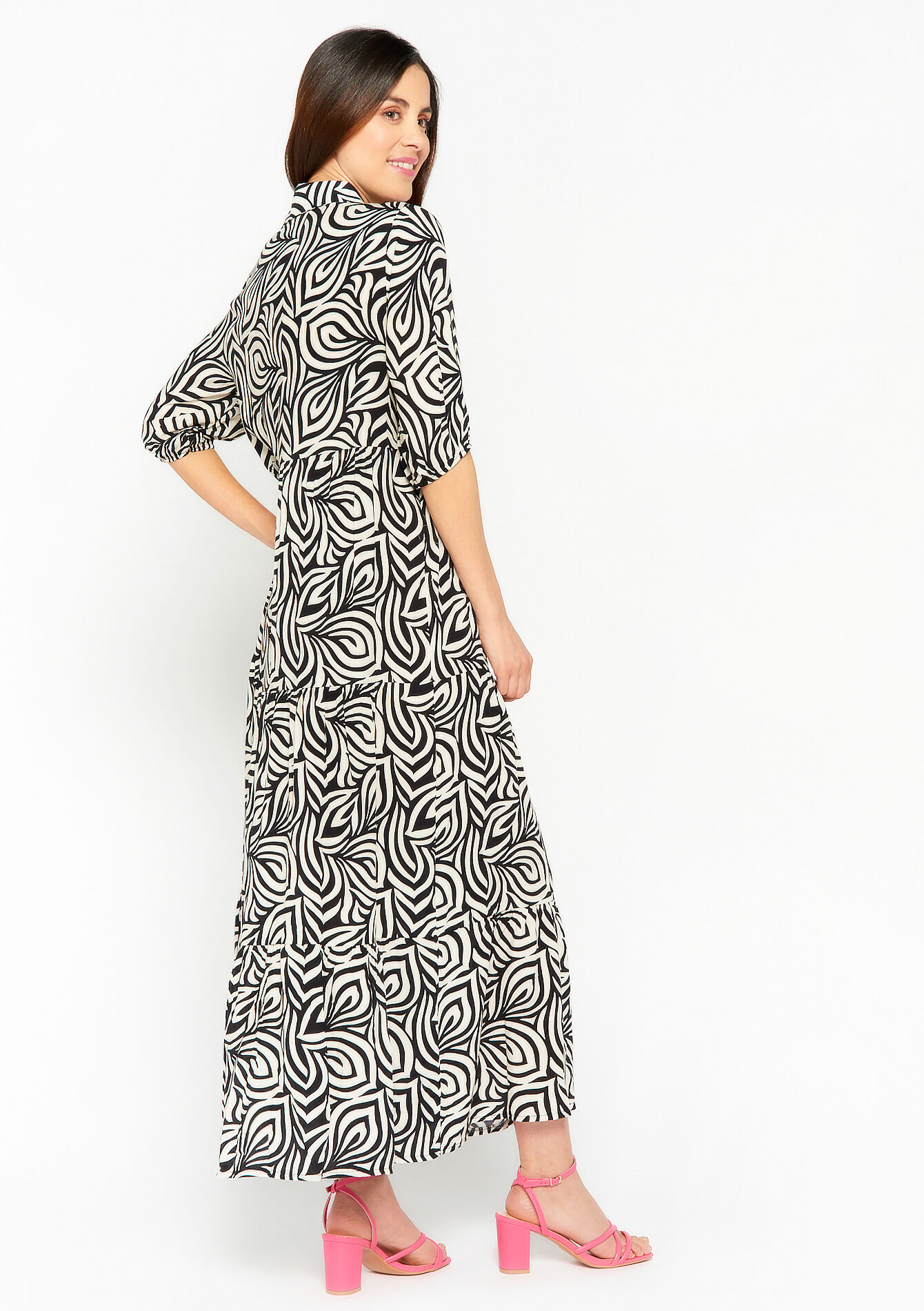 Maxi dress with graphic print - BLACK - 08601981_1119