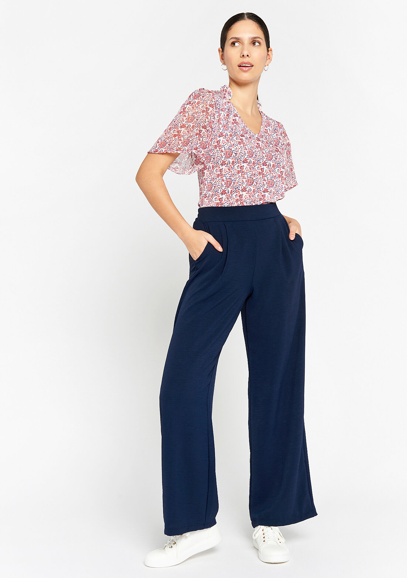 Broek met wijde pijpen, Broek met wijde pijpen - NAVY BASIC - 06600732_2723