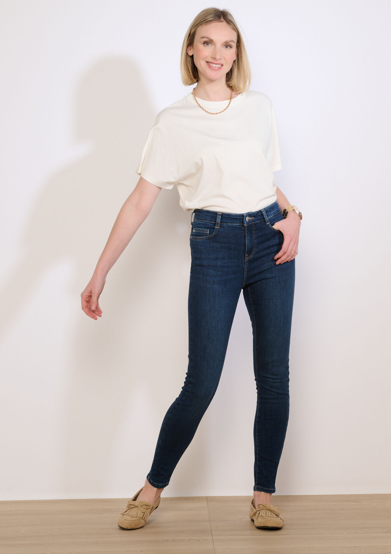 Jean skinny taille haute - DARK BLUE - 22000631_0501