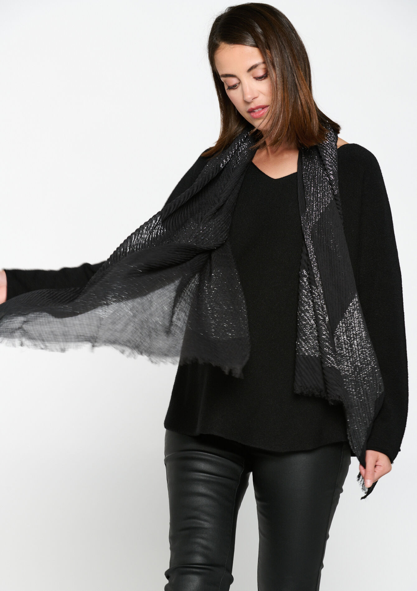 Écharpe à rayures, Écharpe à rayures - BLACK - 1077903