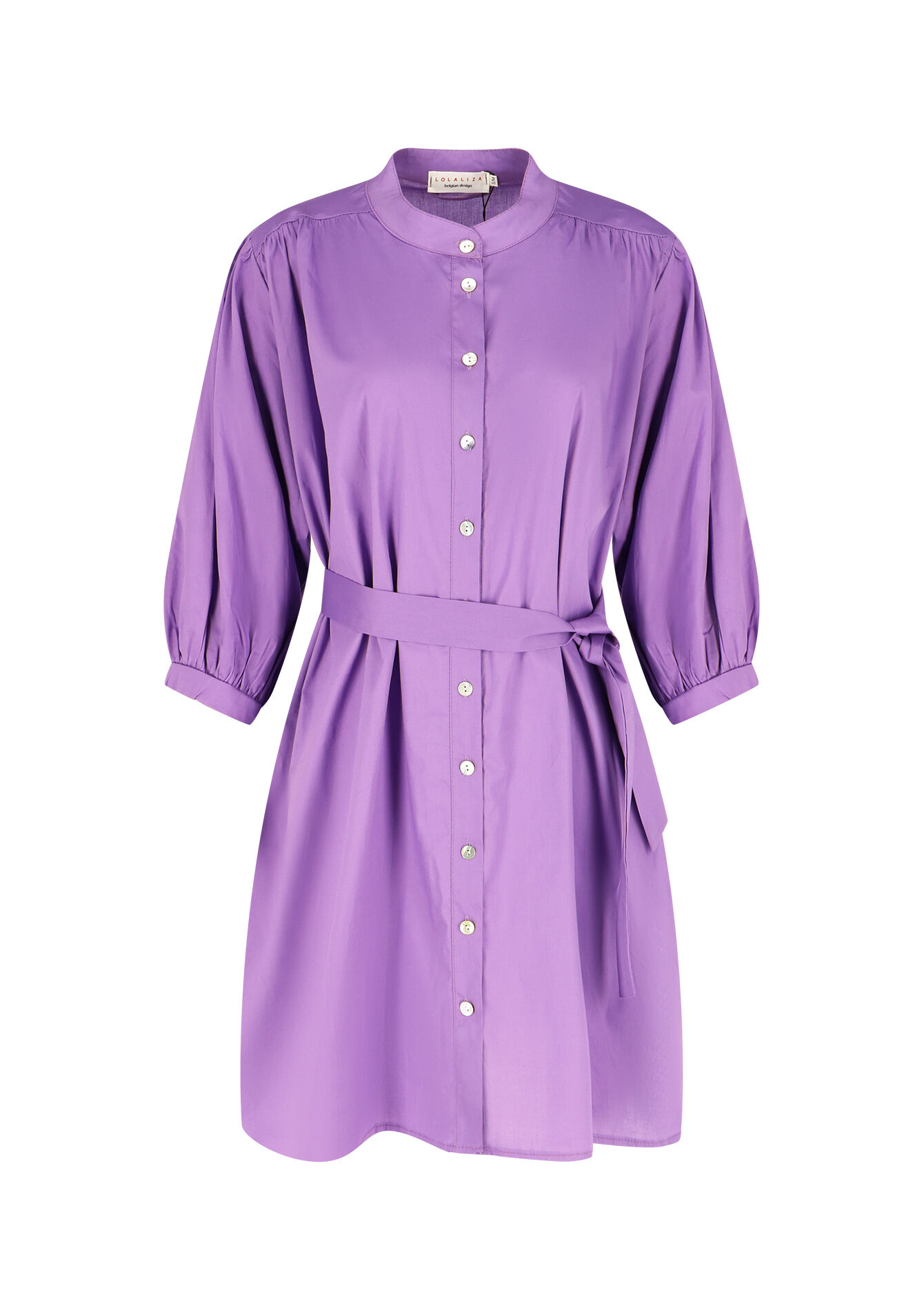 Robe-chemise avec manches ballon - PURPLE - 08103350_5902