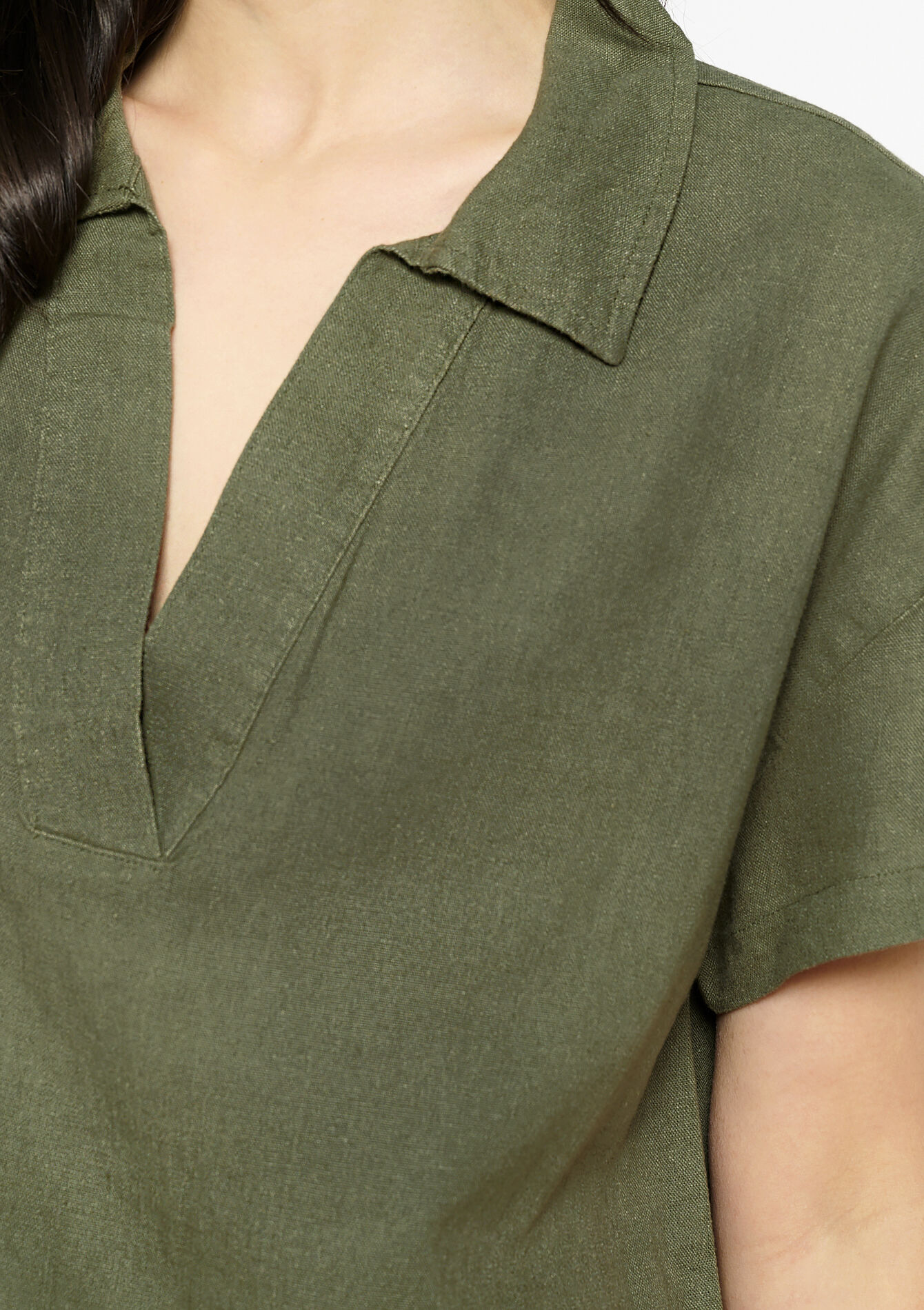 Linnen hemdjurk, Linnen hemdjurk - KHAKI MED - 08103881_4327