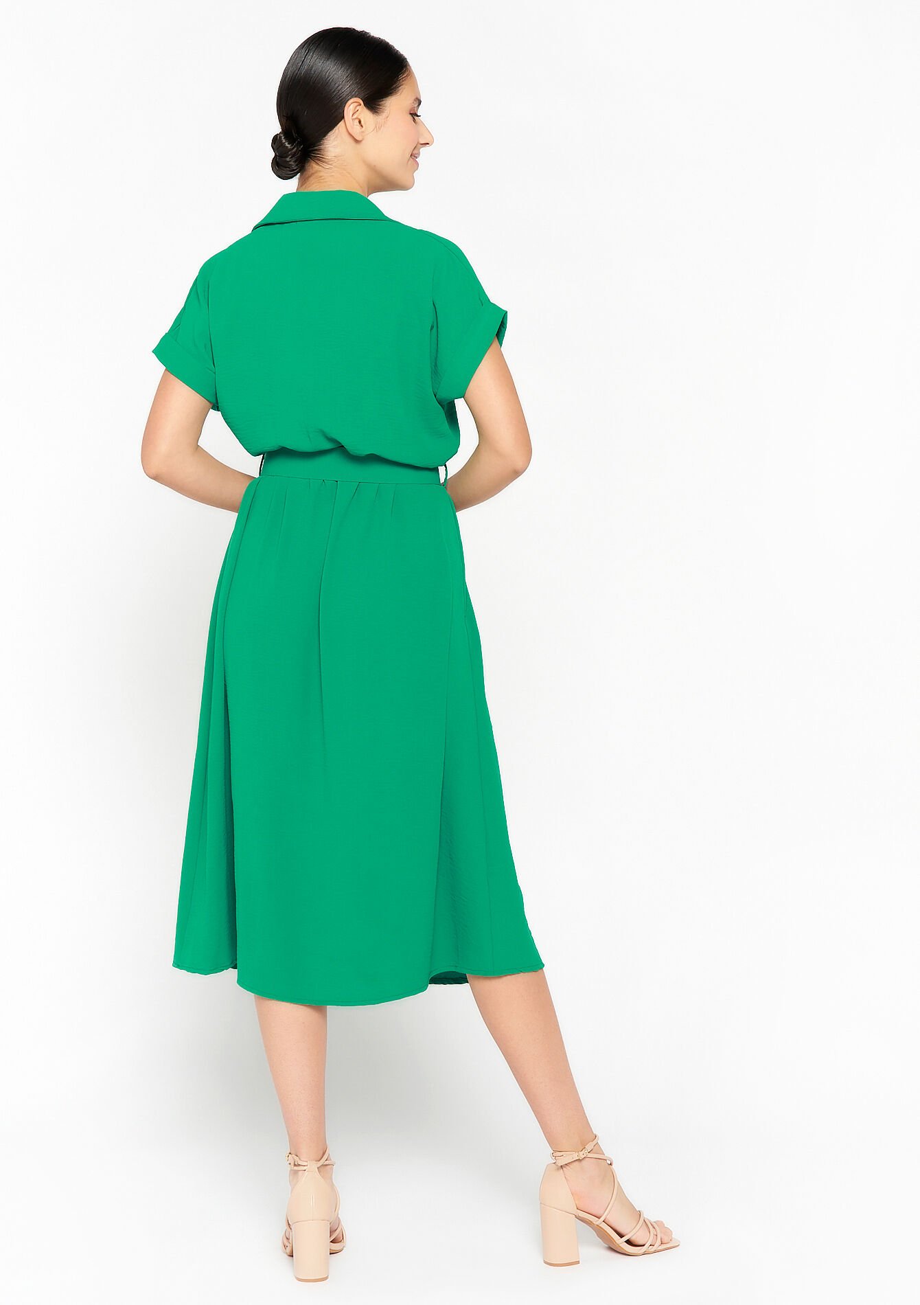 Robe mi-longue à col polo, Robe mi-longue à col polo - GREEN APPLE - 1072776