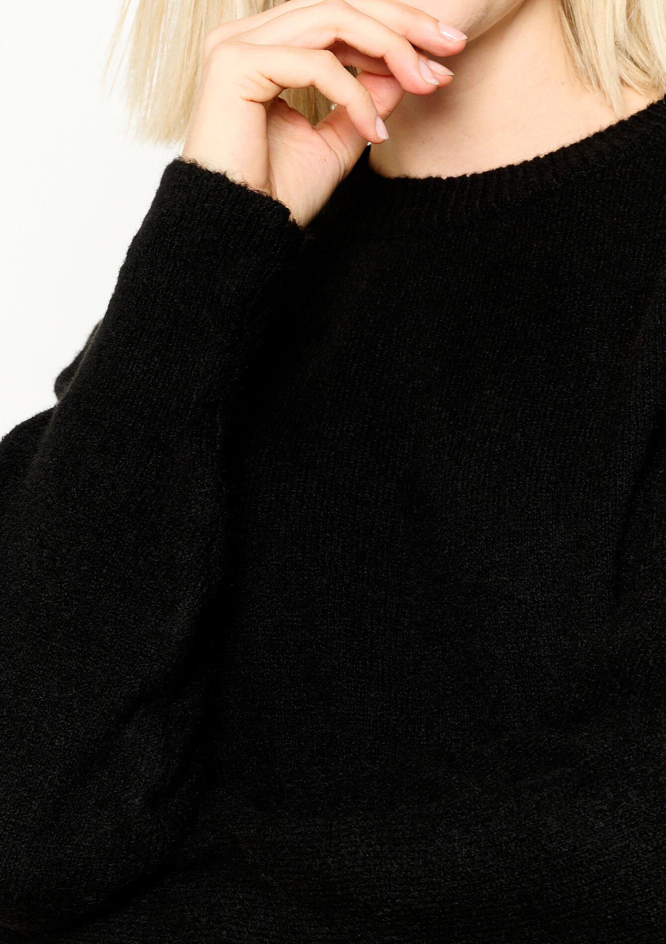 Pullover uni à col rond, Pullover uni à col rond - BLACK - 04006401_1119