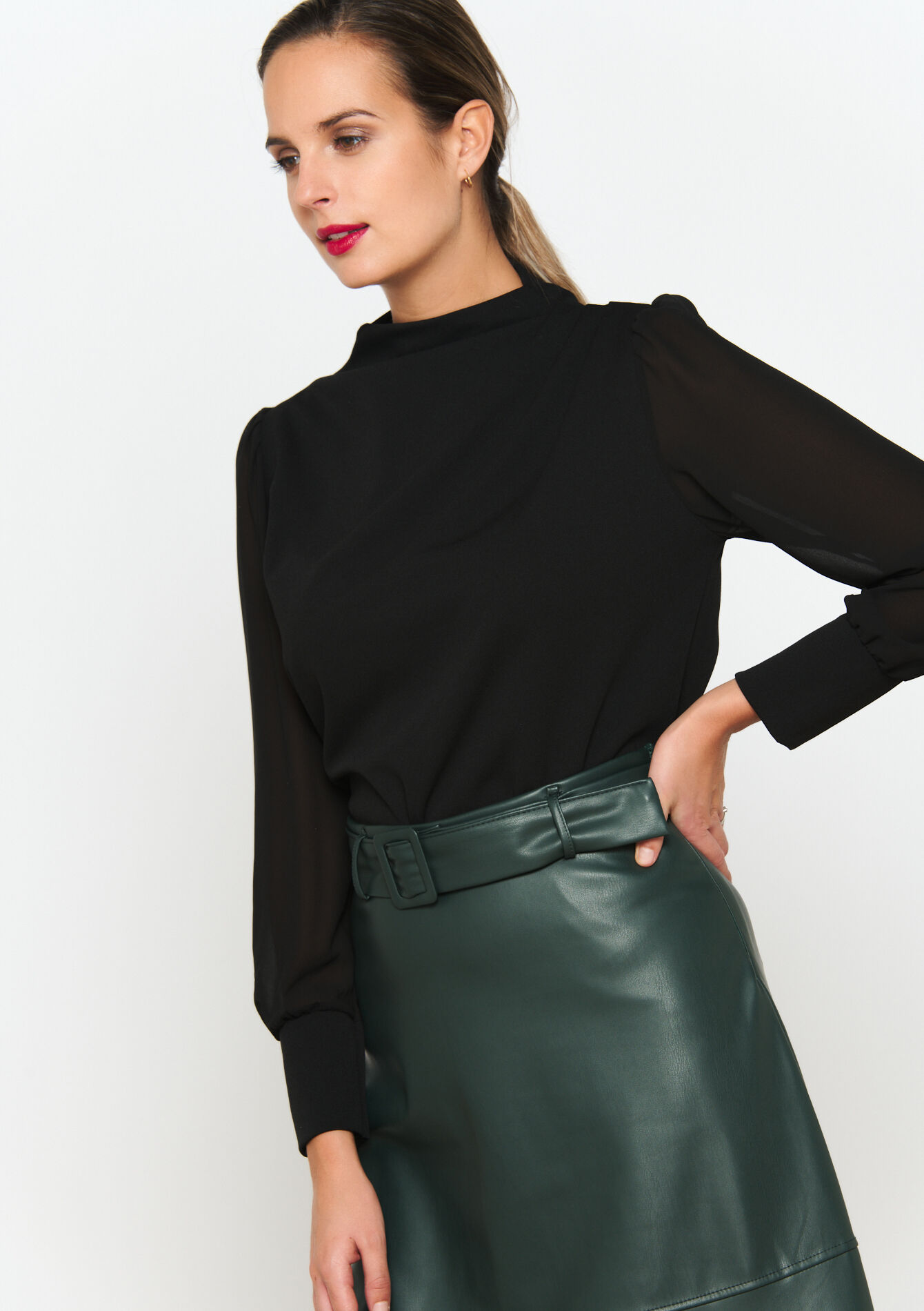 Blouse met lange mouwen, Blouse met lange mouwen - BLACK - 02400285_1119
