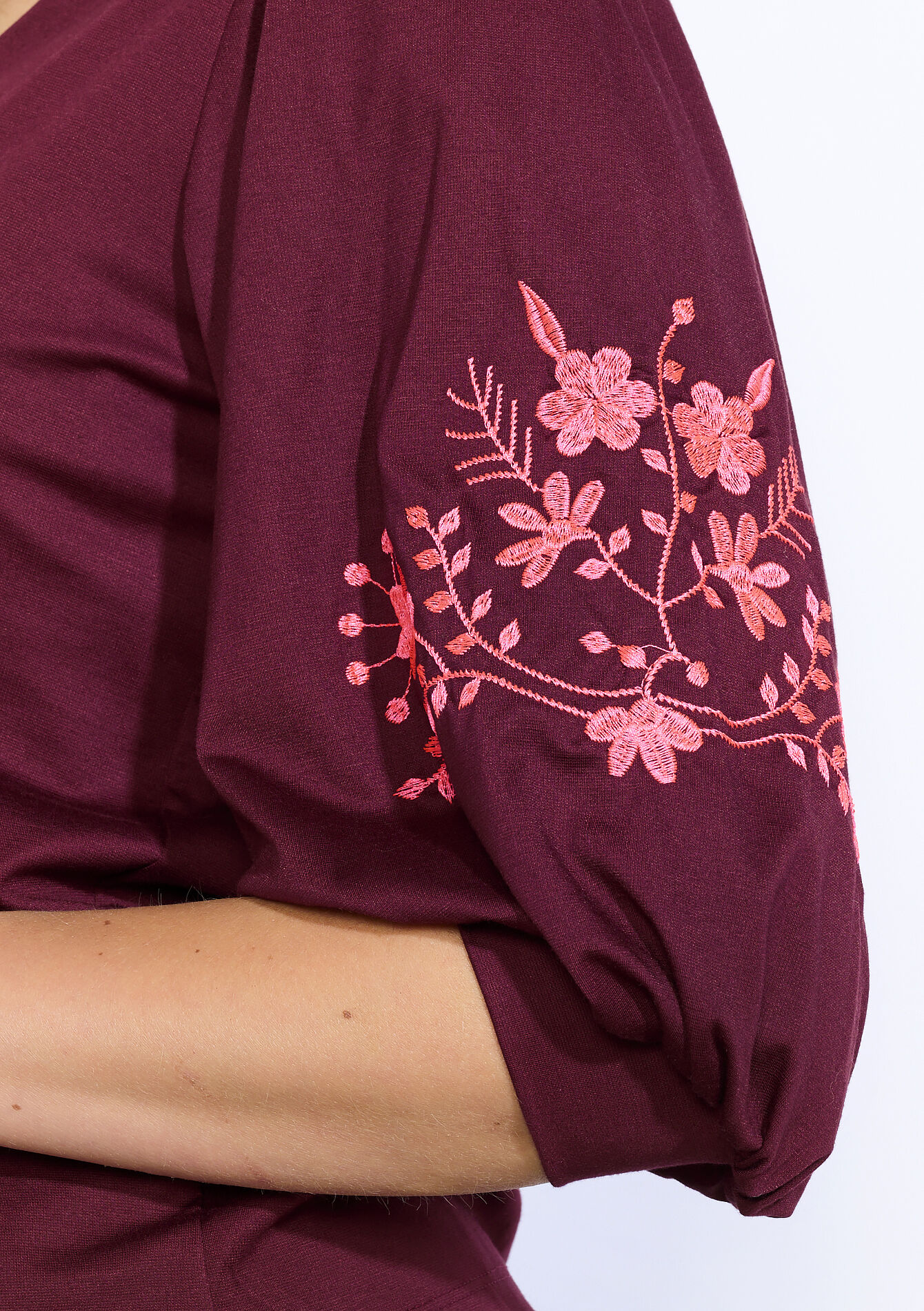 Top brodé à manches ballon - BORDEAUX WINE - 02301905_5514