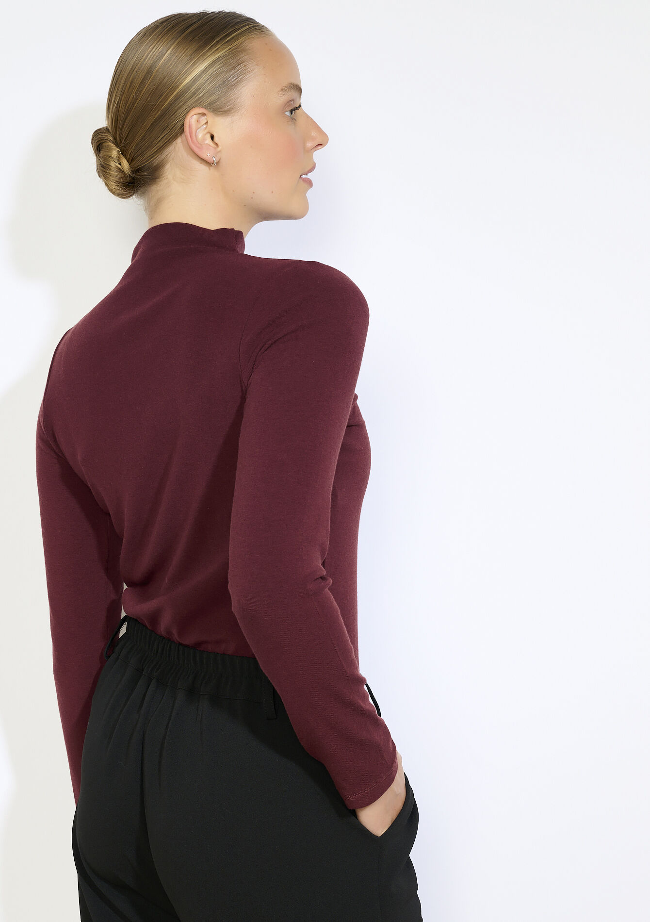 T-shirt manches longues col roulé, T-shirt manches longues col roulé - BORDEAUX WINE - 02400351_5514