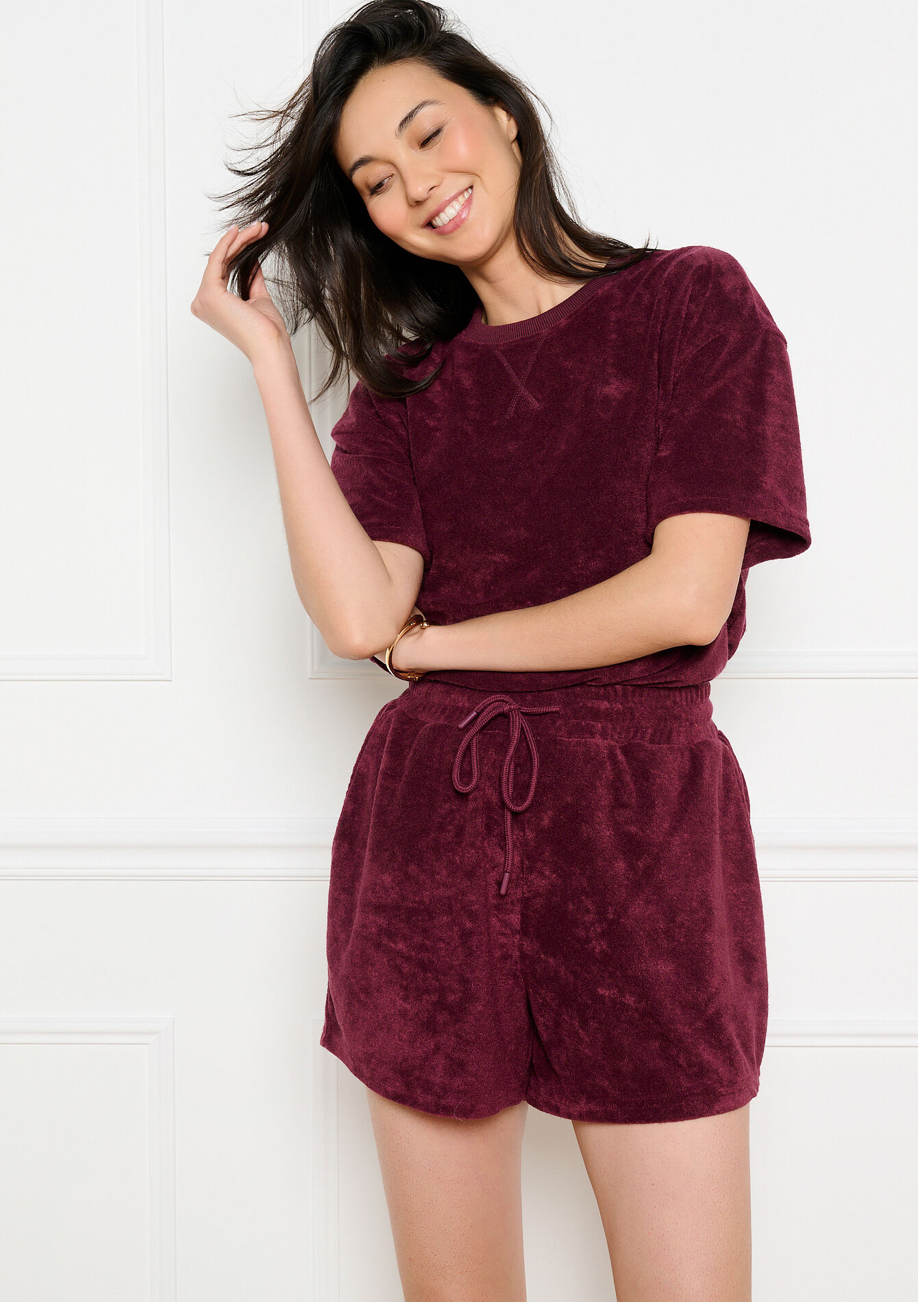 Relaxte badstof t-shirt, , back