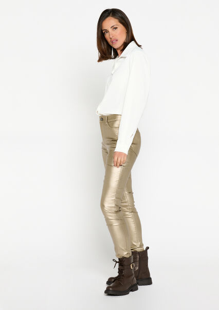 Trousers with iridescent coating - GOLD - 06004375_1058