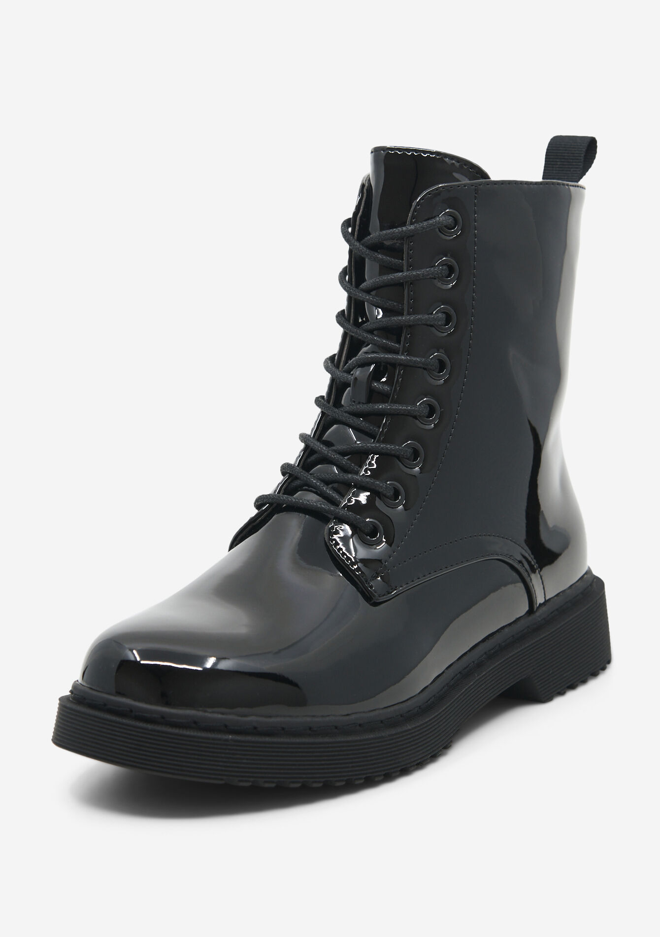 Glossy boots in imitation leather, Glossy boots in imitation leather - BLACK - 13100291_1119