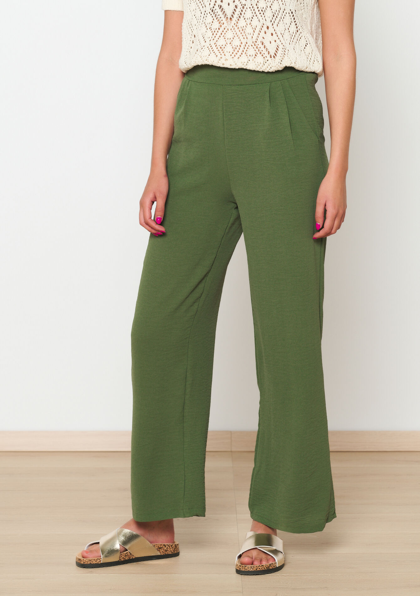 Wijde pantalon - KHAKI STRAW - 06600821_2544
