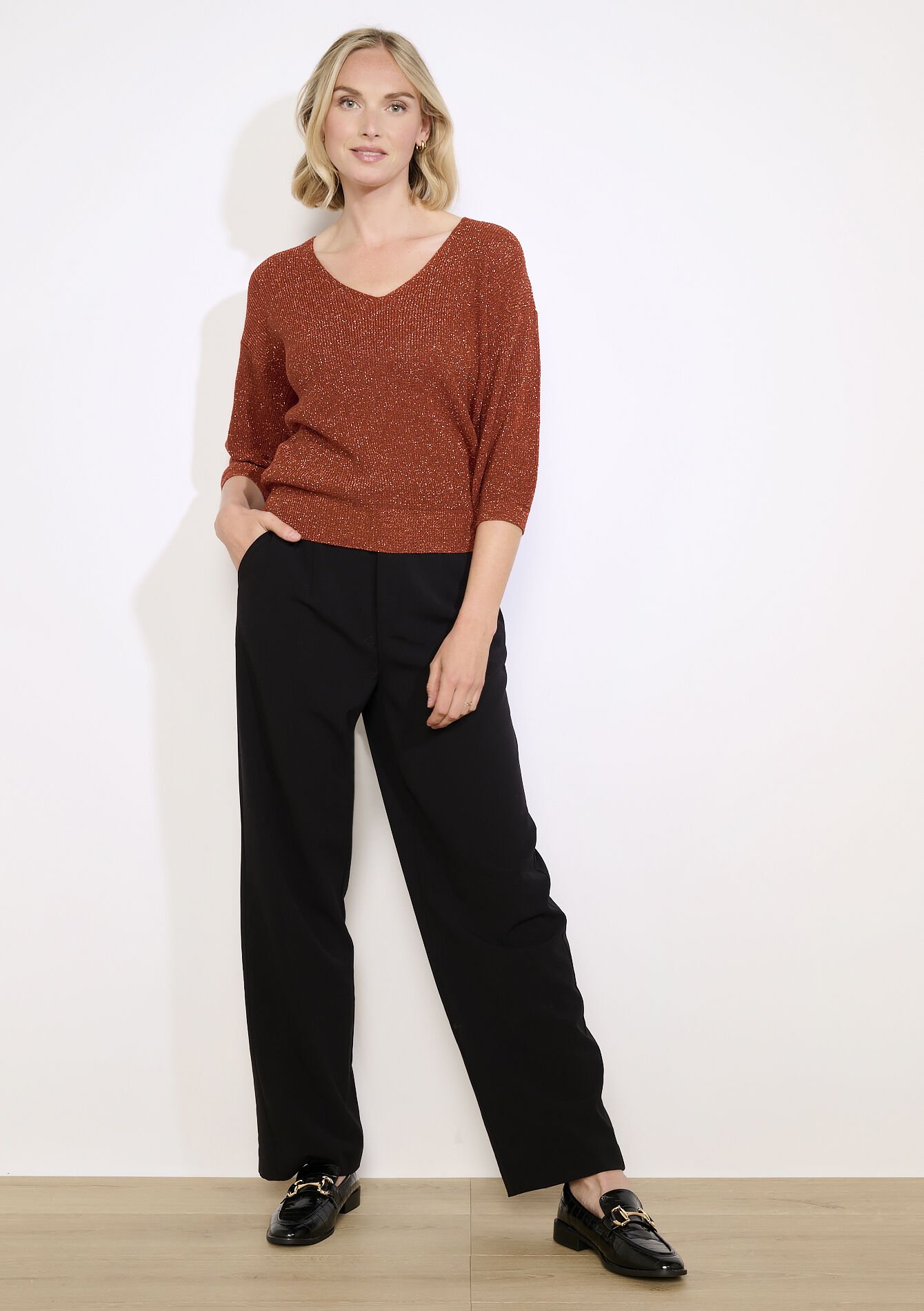 Fijne glittertrui, Fijne glittertrui - TERRACOTTA - 04007049_5303