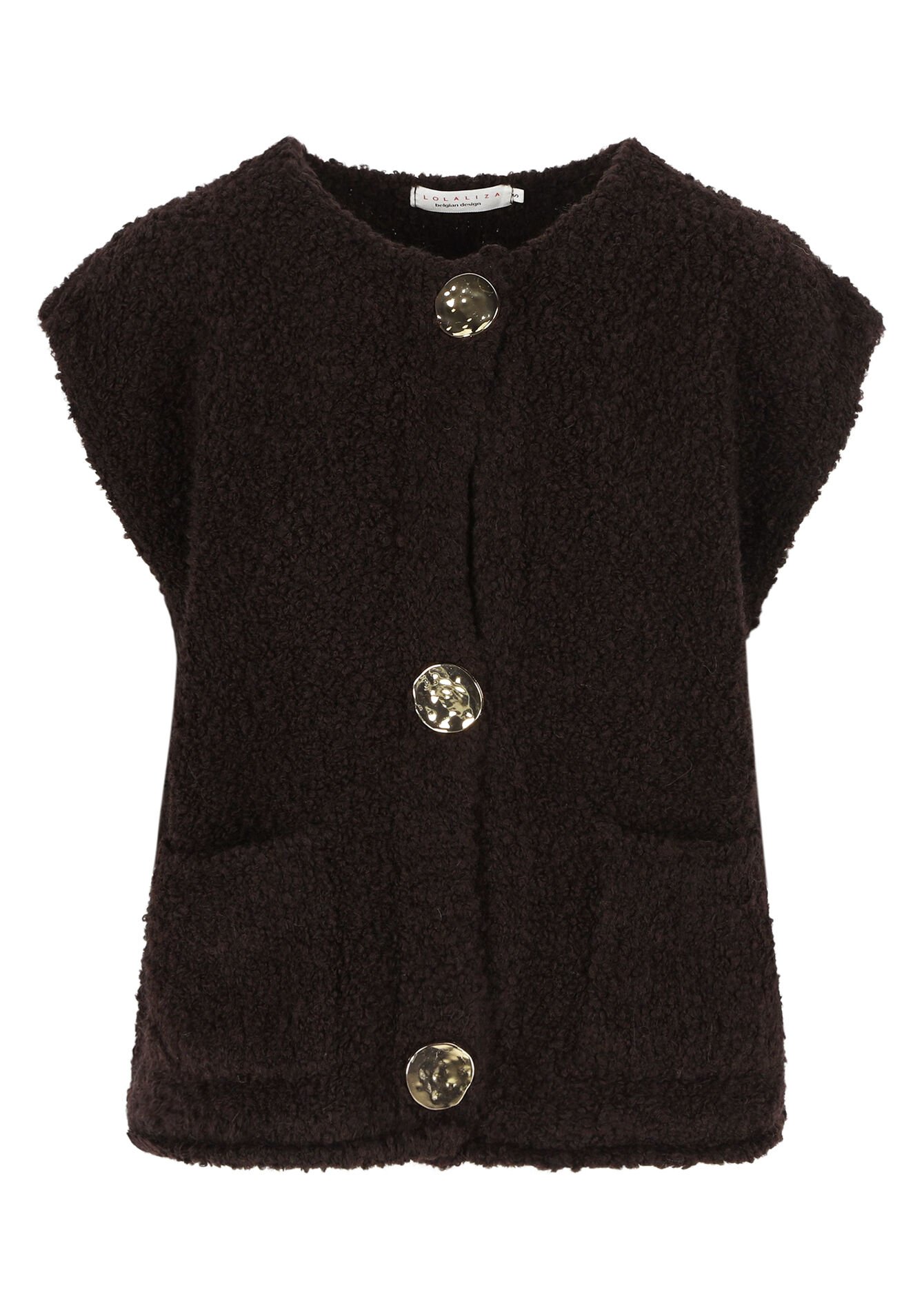 Gilet sans manches avec boutons dorés - CHOCOLATE - 1120022