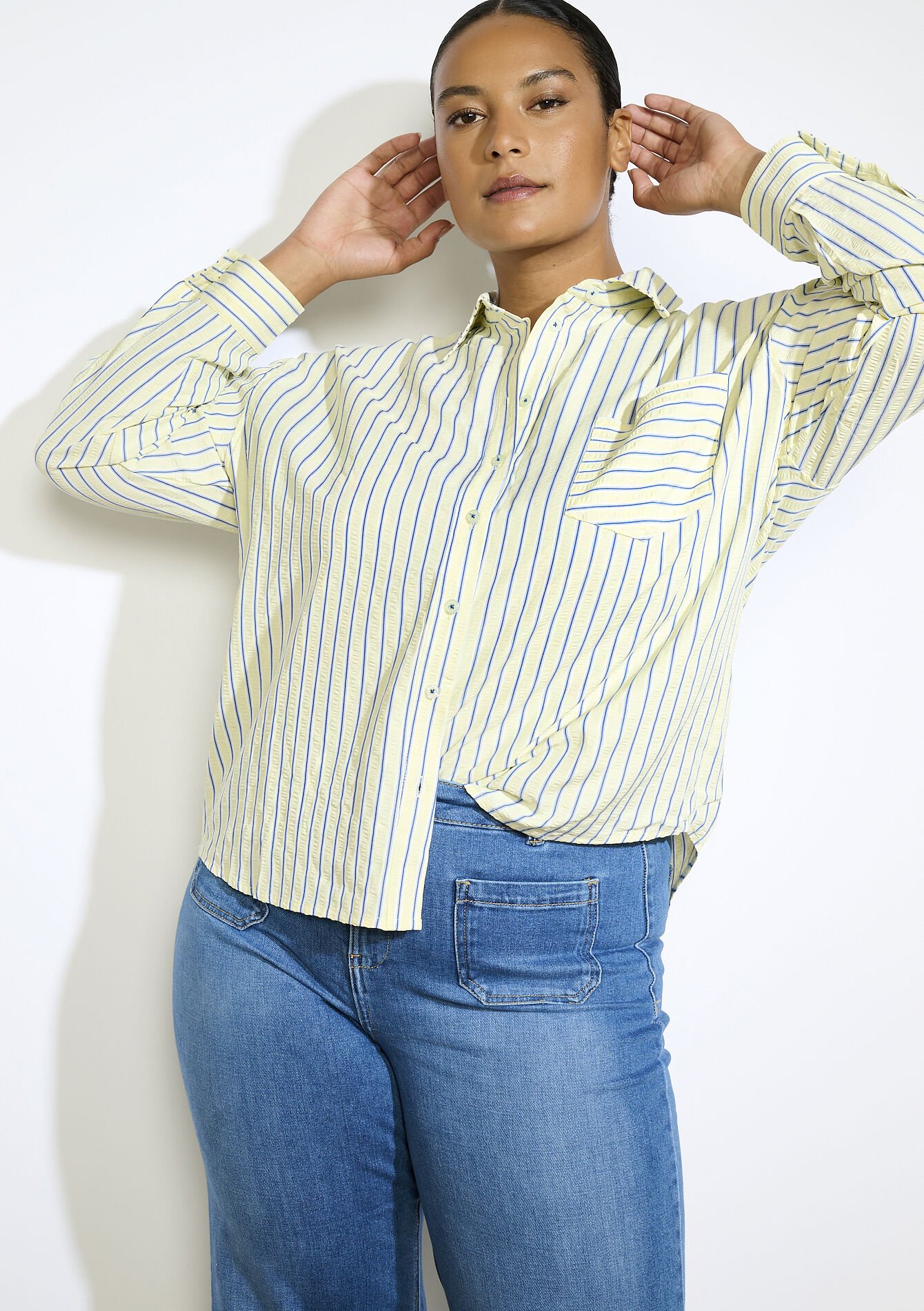 Losvallend gestreept hemd, Losvallend gestreept hemd, , back