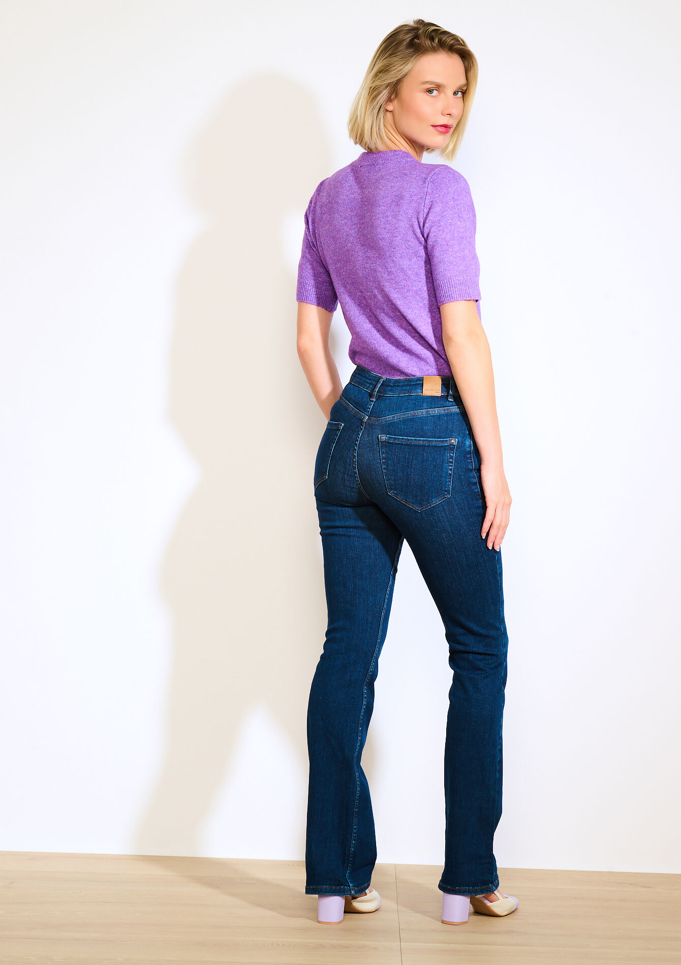 Bootcut jeans met hoge taille, Bootcut jeans met hoge taille - DARK BLUE - 22000595_0501