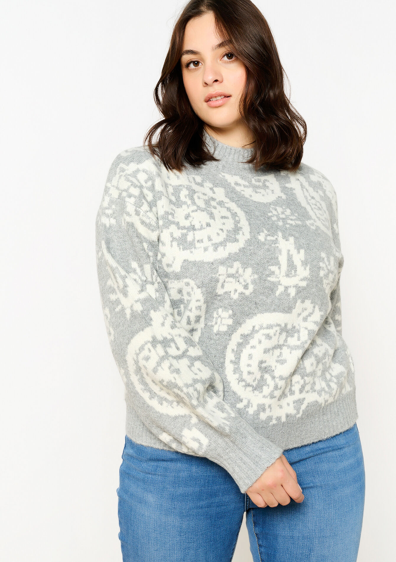 Trui met paisleyprint, Trui met paisleyprint - GREY MED MEL - 04006528_3507