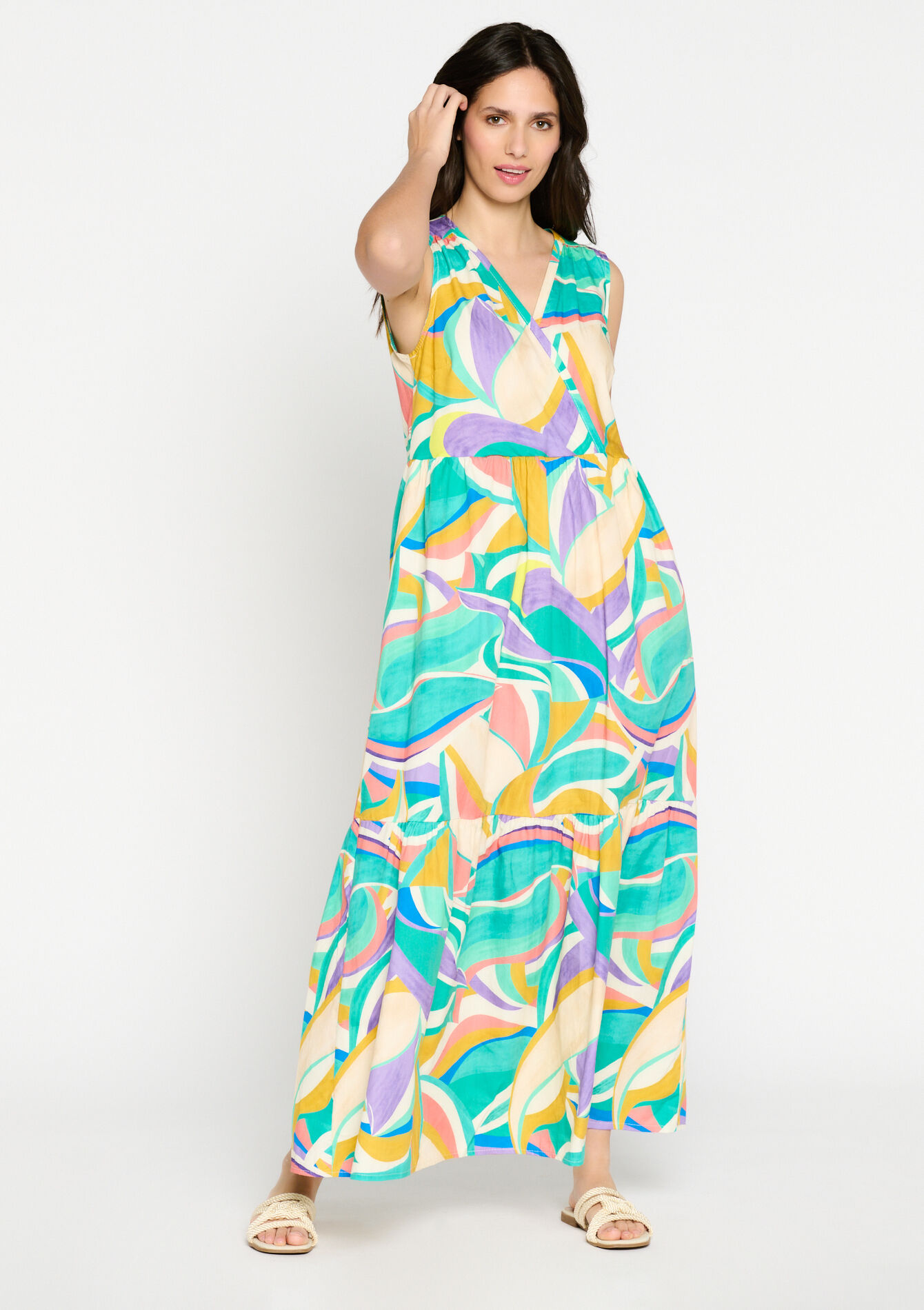 Maxi-jurk met grafische print, Maxi-jurk met grafische print - MINT GREEN - 08602058_1723