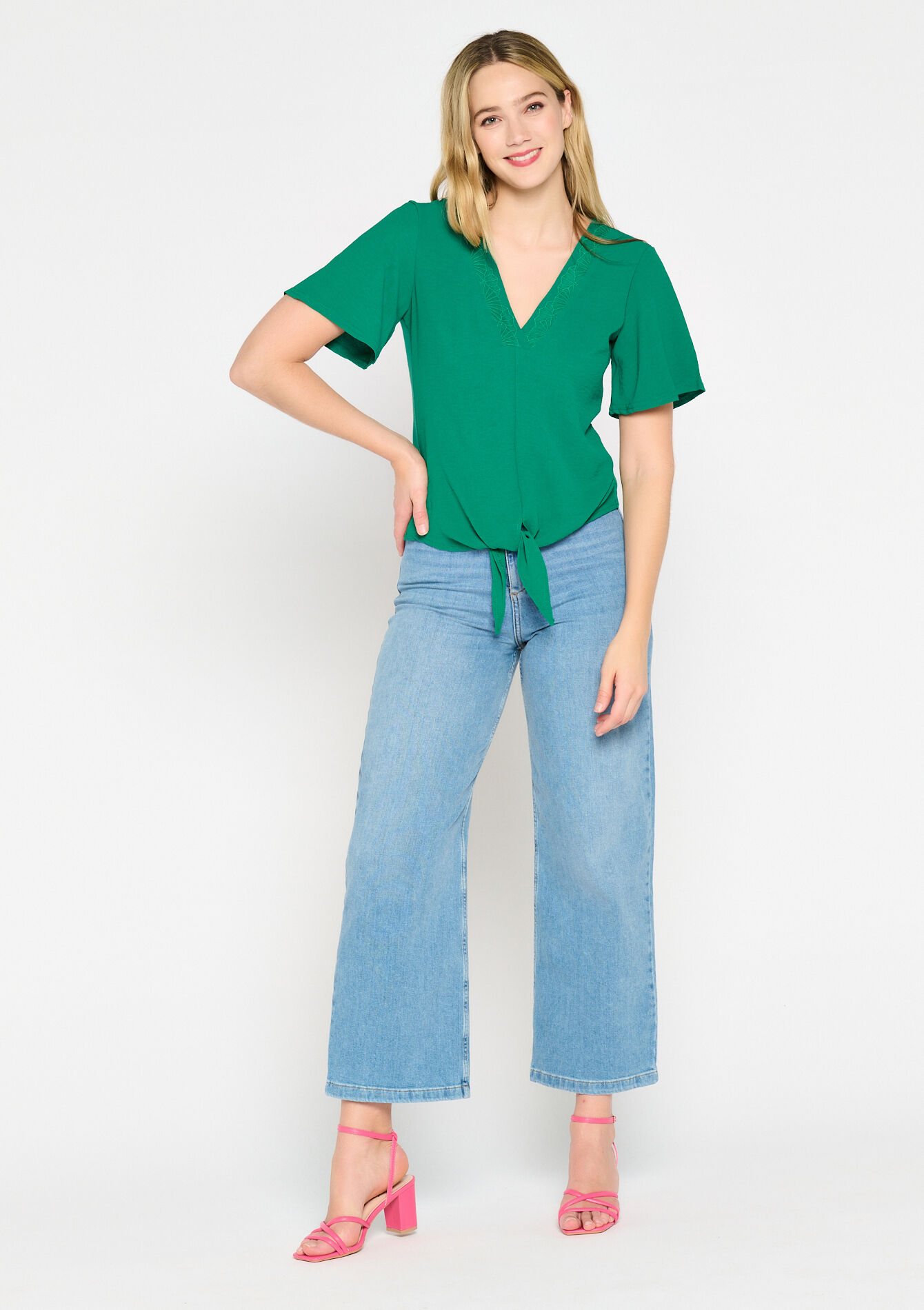 T-shirt met vlindermouwen, T-shirt met vlindermouwen - GREEN GAZON - 02301354_4604