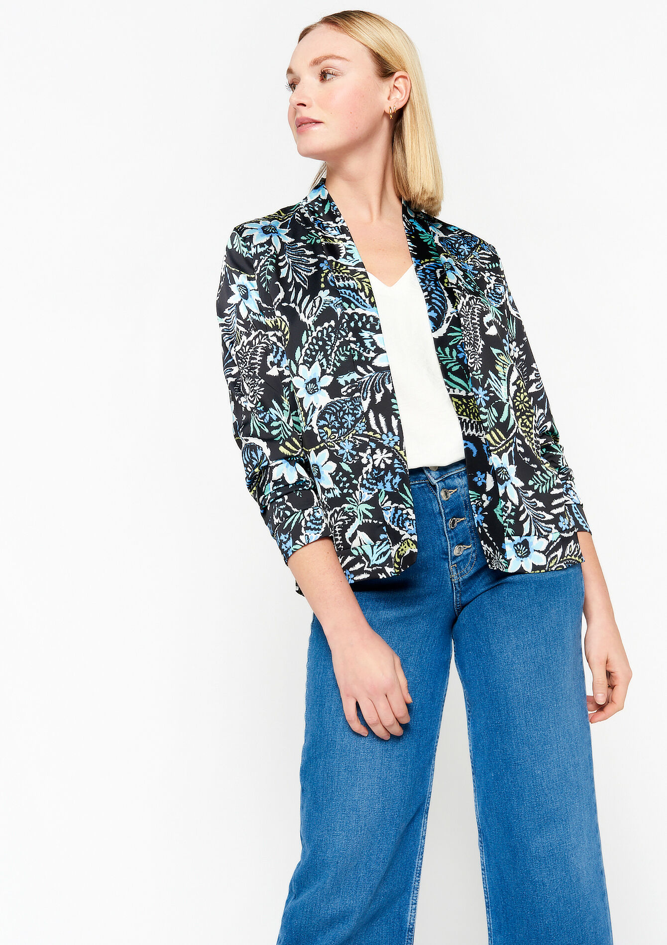 Fluid jacket with paisley print - BLACK - 09100773_1119