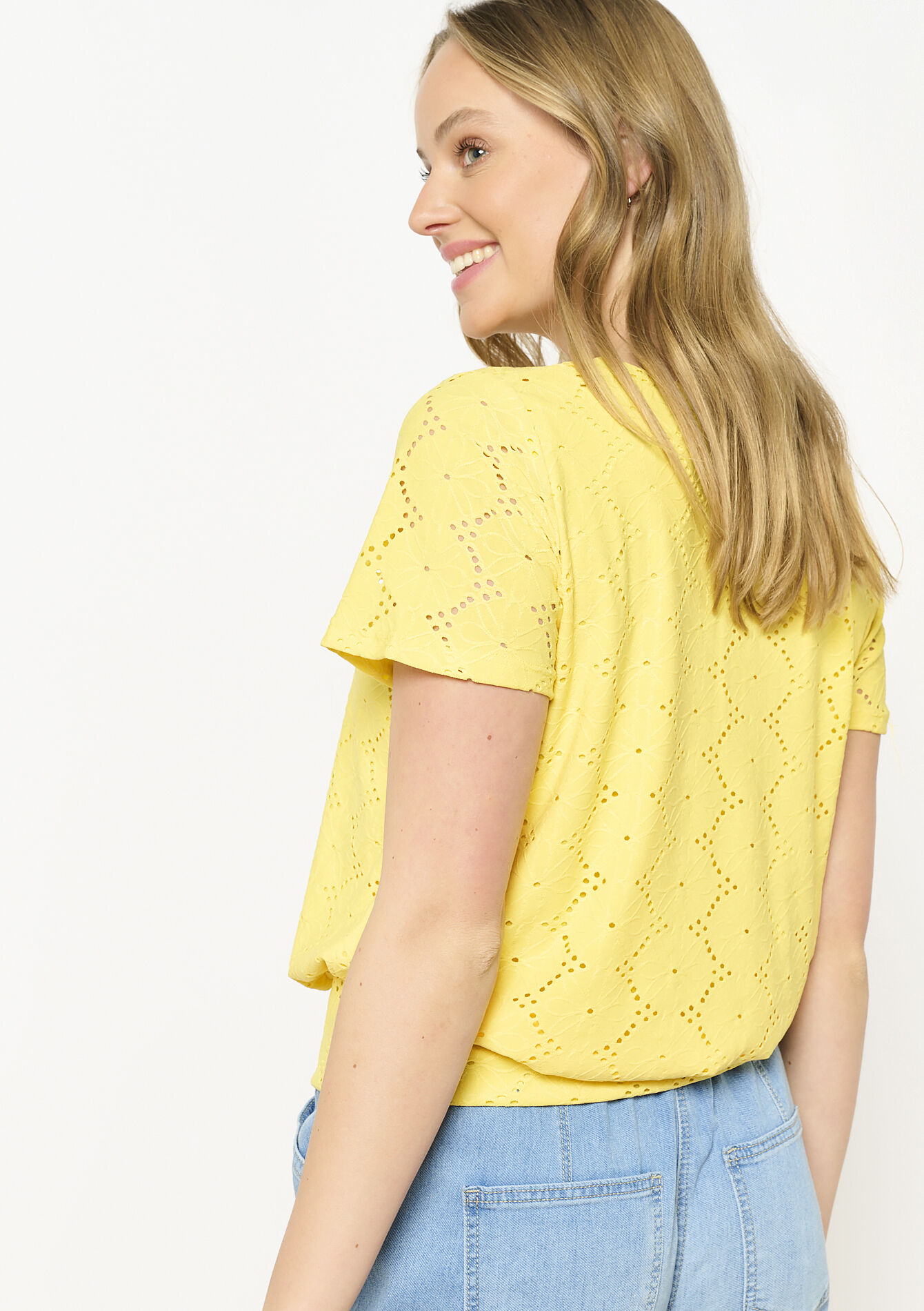 T-shirt brodé romantique, T-shirt brodé romantique - YELLOW SUN - 02301807_5007