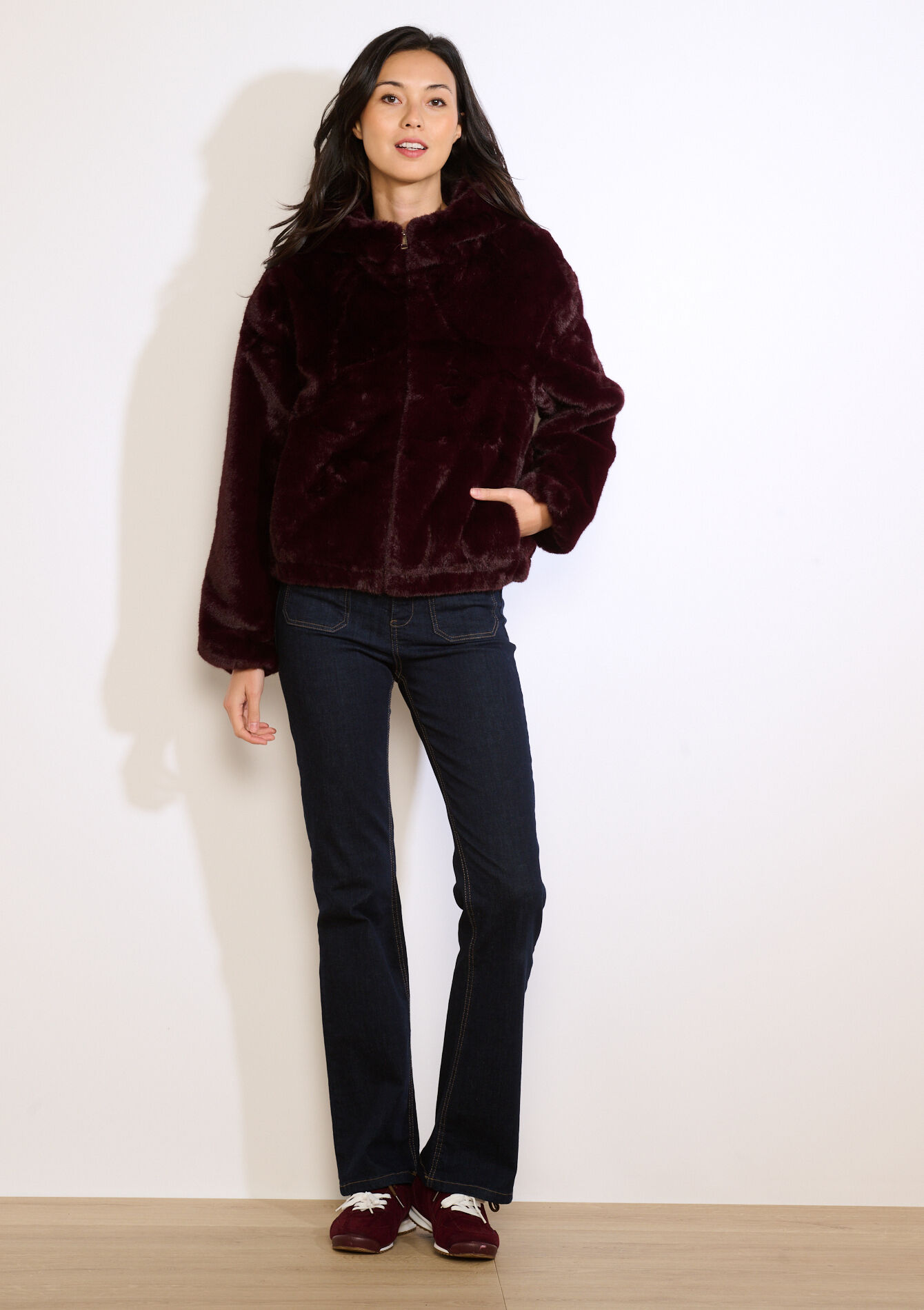 Faux fur cropped bomber, Faux fur cropped bomber, , back